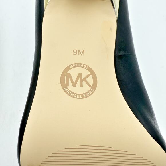 Michael Kors Womens Luna High Pumps US 9 M EU 39.5 Black Leather Gold Heels NIB - Picture 13 of 14